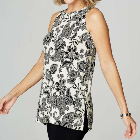 J. Jill Wearever Cream Adara Paisley Tank Top M TALL - Picture 1 of 9